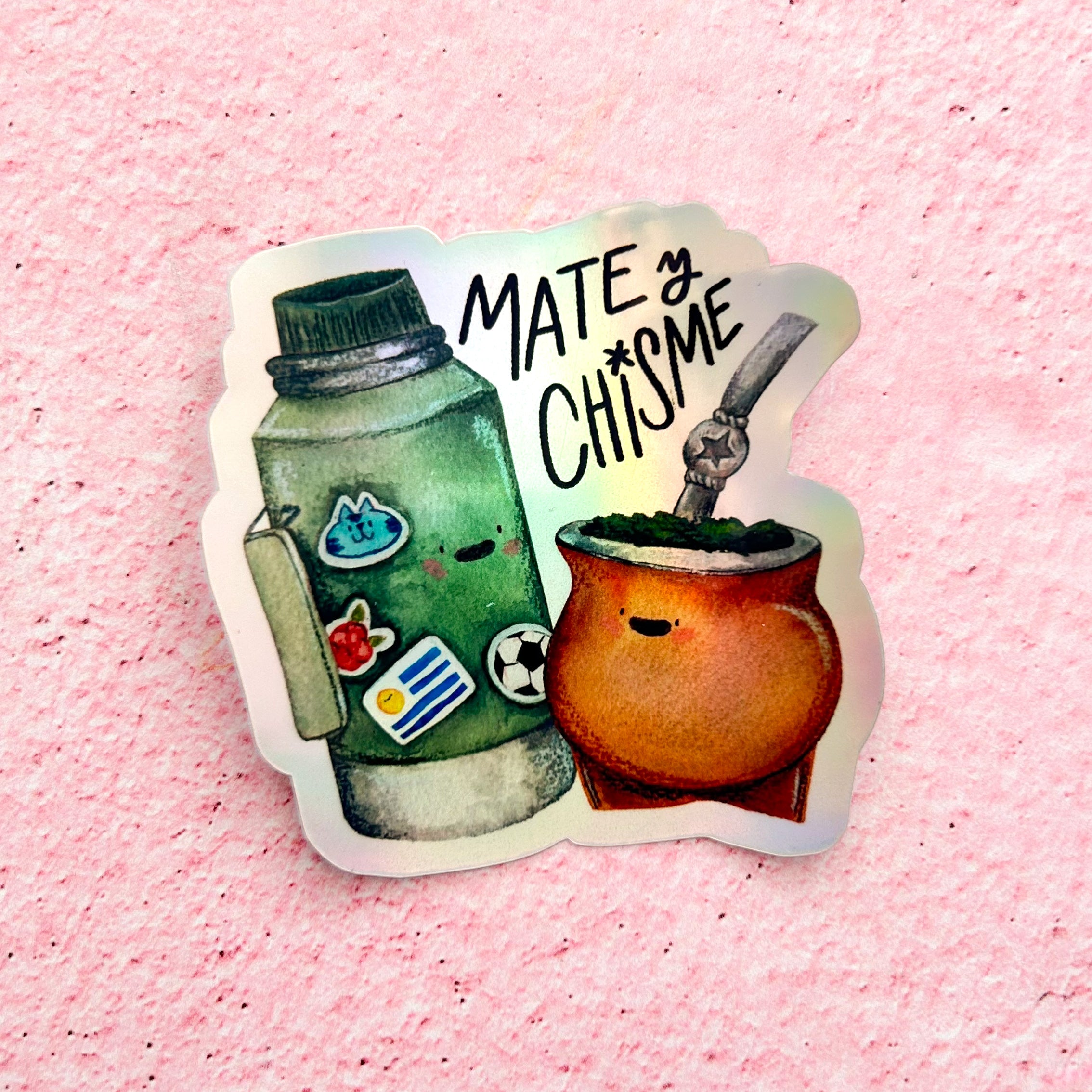 Sticker "Mate y Chisme" Holográfico 8x8 cm