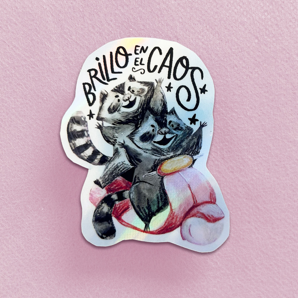 Brillo en el Caos (sticker holográfico para botella y termo)