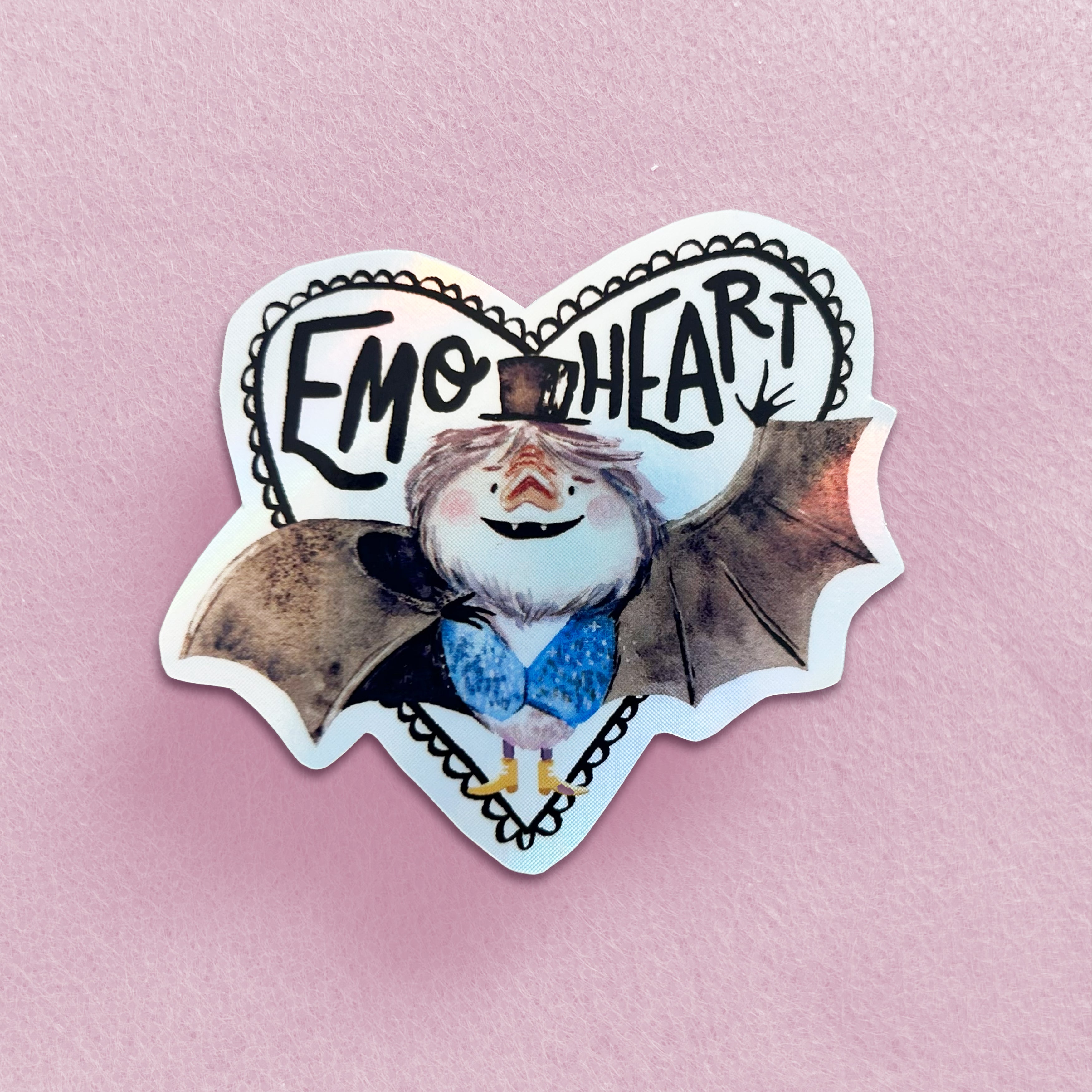 Emo Heart (sticker holográfico para botella y termo)