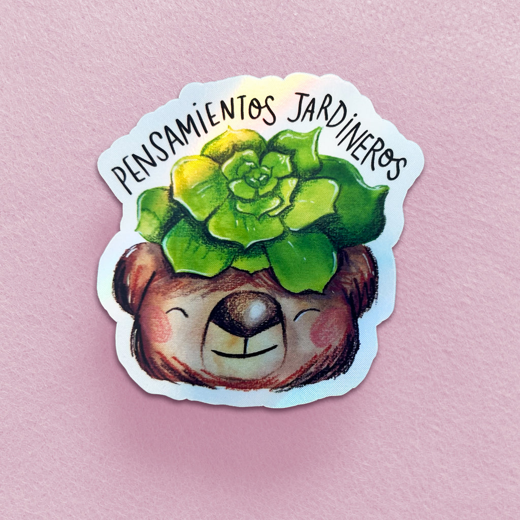 Pensamientos Jardineros (sticker holográfico para botella y termo)